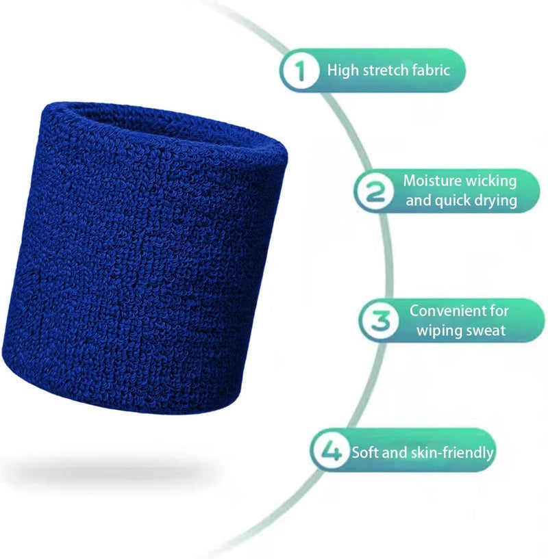 Fecawd Wristbands Sweatbands for Men & Women, Breathable Tennis Wrist Bands Absorbent Sweat Band Multiuse Wristband for Basketball, Running, Gym, Working Out - Image 2